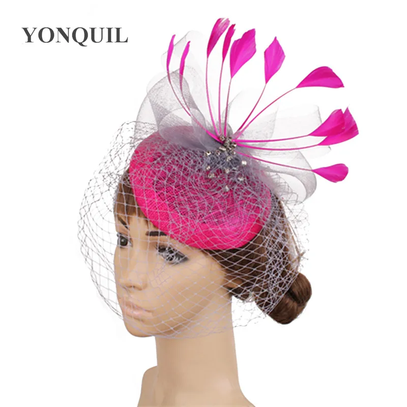 

Sinamay And Veils Women Fascinators Fancy Feather Party Wedding Headwear For Ladies Show Race Event Accessories Nice Millinery