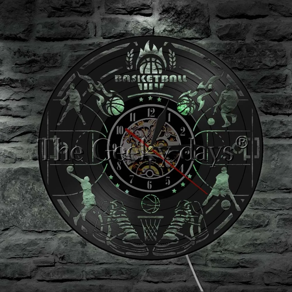 Баскетбольные виниловые часы в виде виниловой пластинки силуэт виниловая Запись