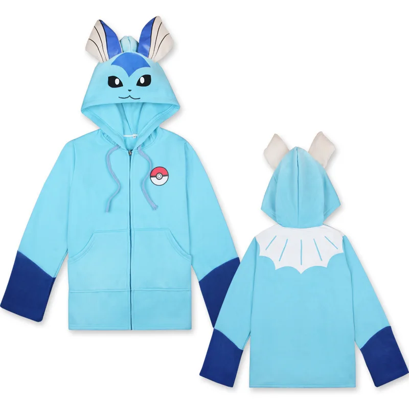 Милое пальто Eevee Аниме Косплей Костюм-свитер для взрослых женщин и мужчин девочек мультфильм куртка зимняя теплая утепленная толстовка на молнии