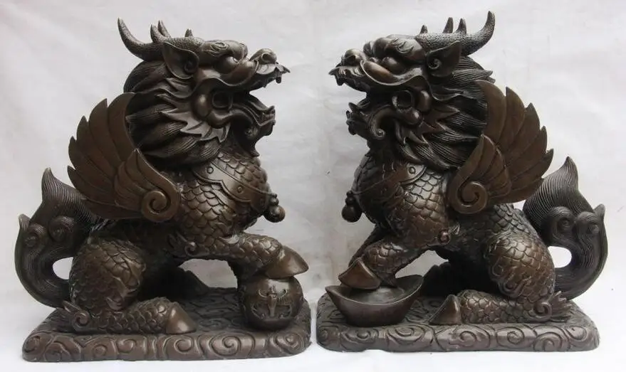 15 &quotМедь бронзовая фигурка для привлечения богатства крылатыми драконами Kylin