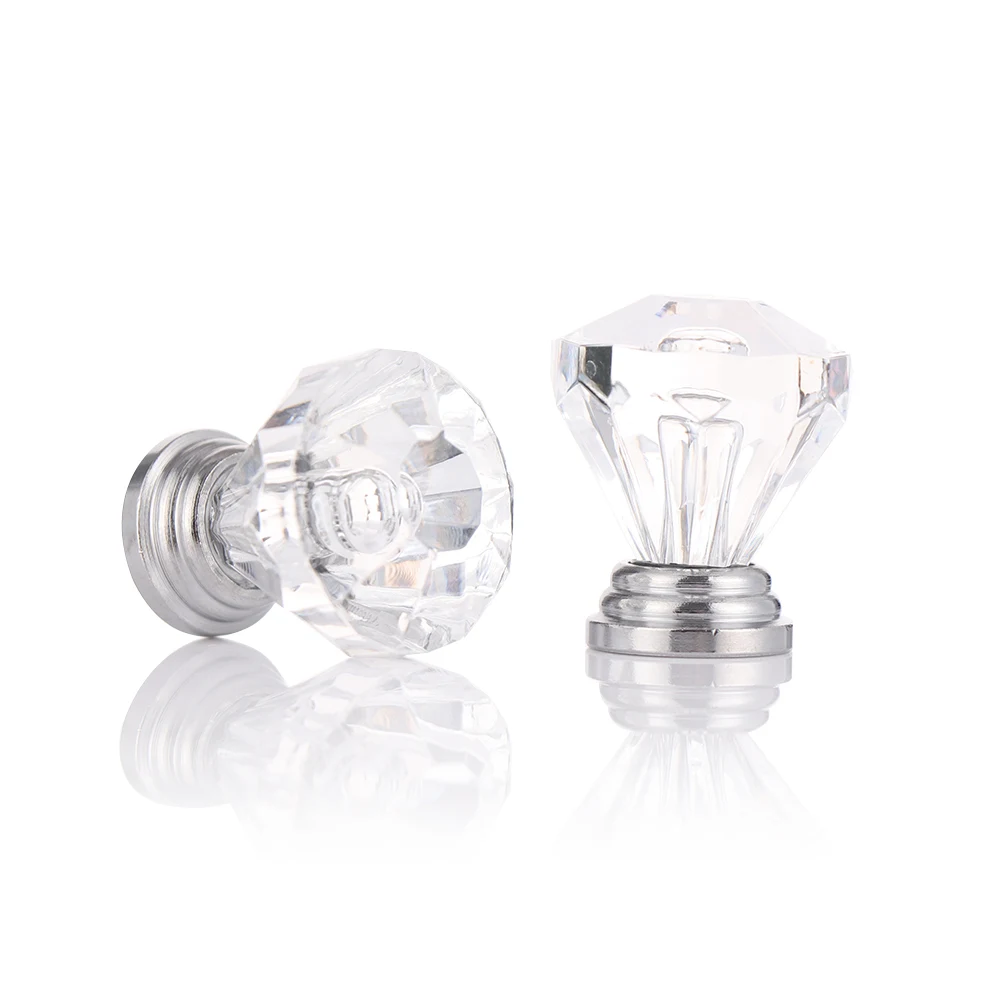 2 шт. Алмазная форма дизайн хрустальные стеклянные ручки кухонный шкаф двери