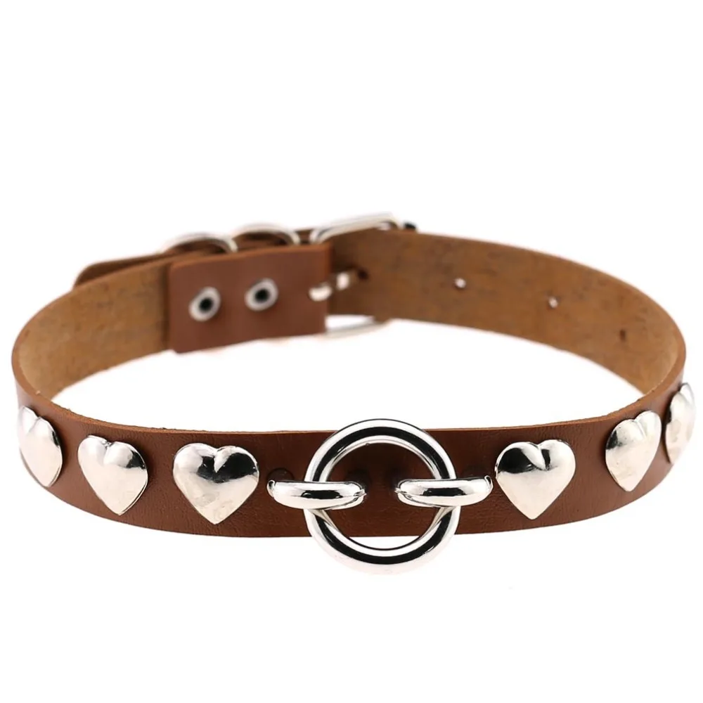 Женский кожаный ошейник Goth Belt черный из искусственной кожи с пиками в форме