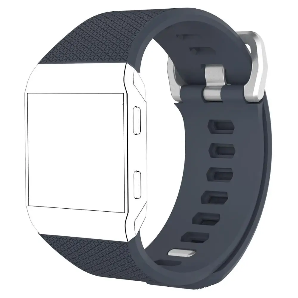 Мягкий спортивный сменный силиконовый ремень для Fitbit ionic умный браслет часы с металлической застежкой из нержавеющей стали - Цвет: Dark Blue