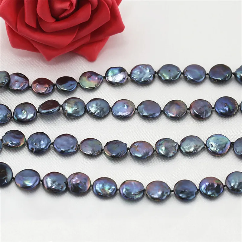 SNH 12mm AA coin black color 36inches selling well real pearl necklace for girl women | Украшения и аксессуары