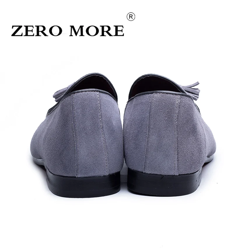 Мужские замшевые туфли ZERO MORE повседневные Мокасины с кисточками без застежки