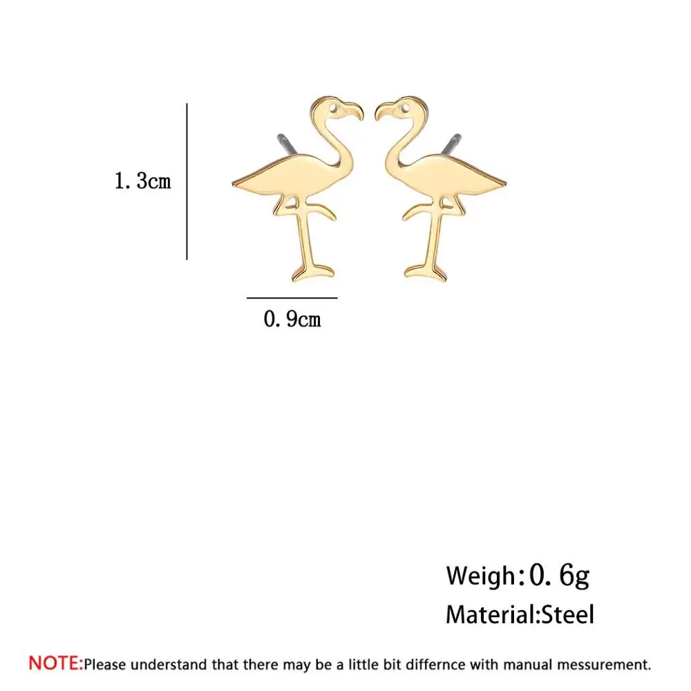 Маленькие маленькие серьги в форме Фламинго Чандлера из нержавеющей стали с
