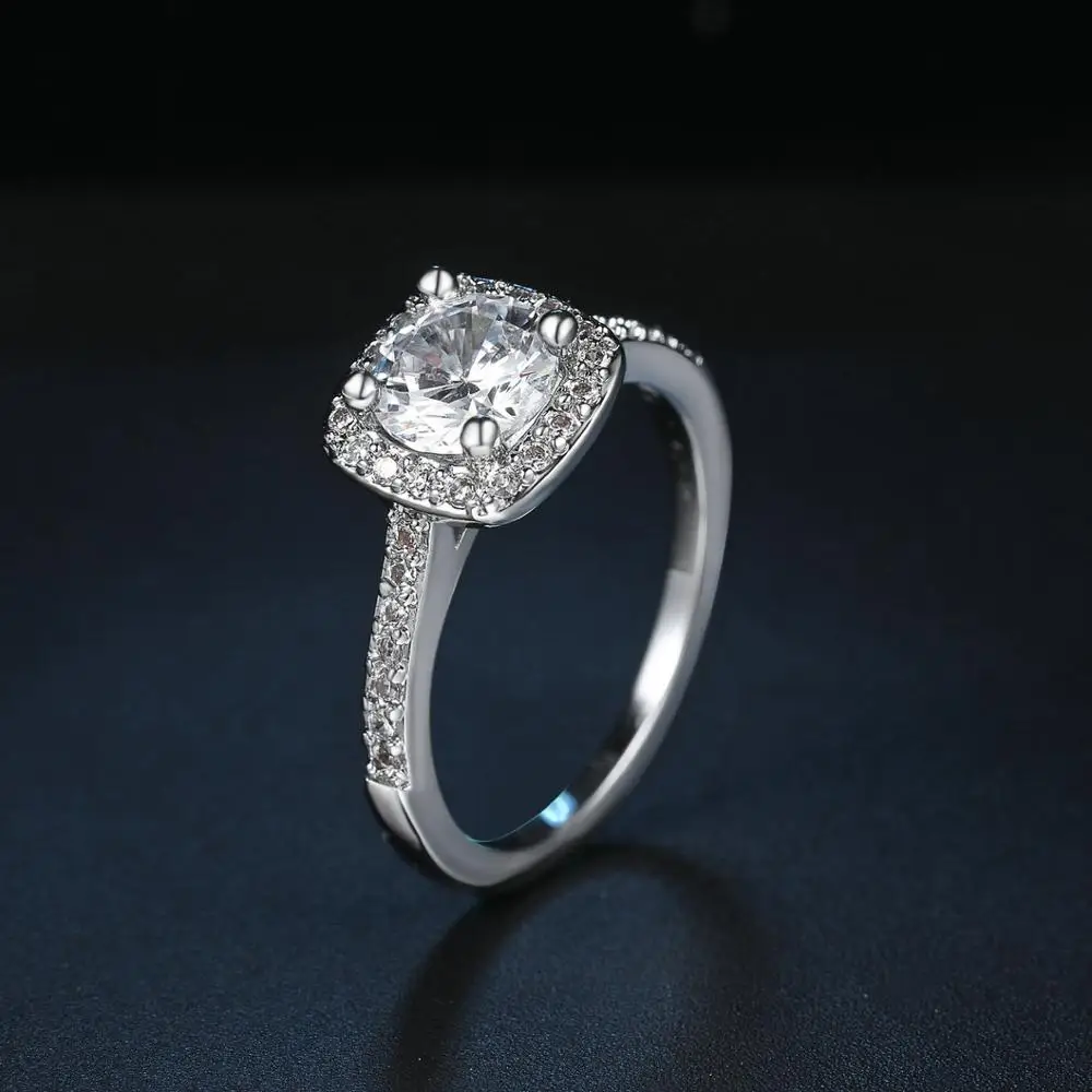 clear white gold Серебряное изысканное модное квадратное кольцо для свадьбы и помолвки с AAA+ CZ кристаллами, ювелирные изделия для женщин R531 - Цвет основного камня: clear white gold