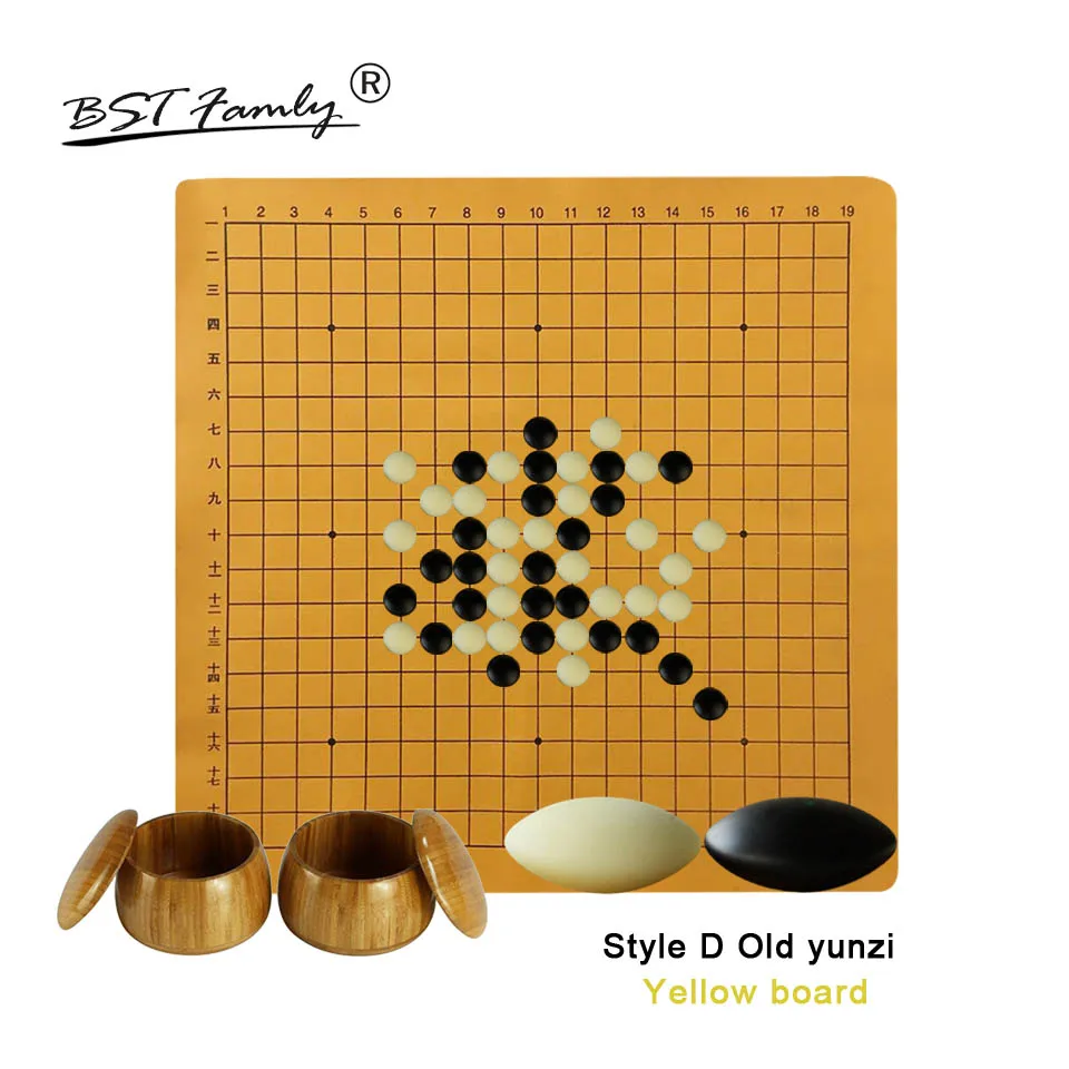 D Yunzi Set BSTFAMLY пластиковый Шахматный набор для игры в шахматы, 361 штук, для 19 дорожек, ПУ доска с плоским покрытием, Бамбуковая баночка, китайская игра в шахматы, меламин, Yunzi Weiqi G44 - Цвет: D Yunzi Set