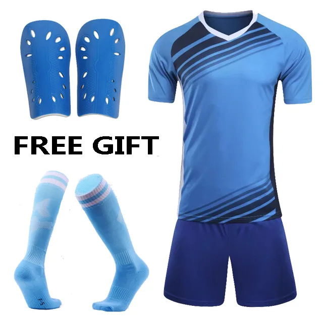 sky blue Футбольные майки для мальчиков, Футбольная форма для детей, мужской футбольный комплект, спортивный костюм, тренировочные костюмы, Джерси, настраиваемый Детский комплект футбольной одежды - Цвет: sky blue