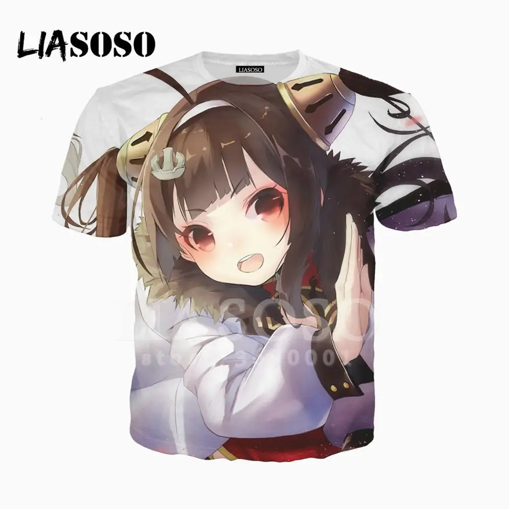 LIASOSO 3D унисекс с принтом аниме милые девушки Azur Lane футболка с круглым вырезом в стиле Харадзюку хип-хоп Hispter Повседневное Топы A499 - Цвет: 10