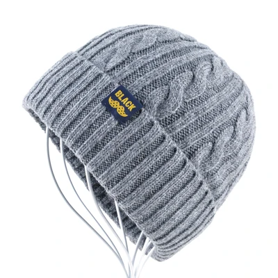 Высококачественные gorro зимние шапки для мужчин Вязаная Шерстяная Круглая Шапочка wo мужская повседневная шапка мужские шапочки плюс бархатная кость сплошной цвет шапка мужская - Цвет: Серый