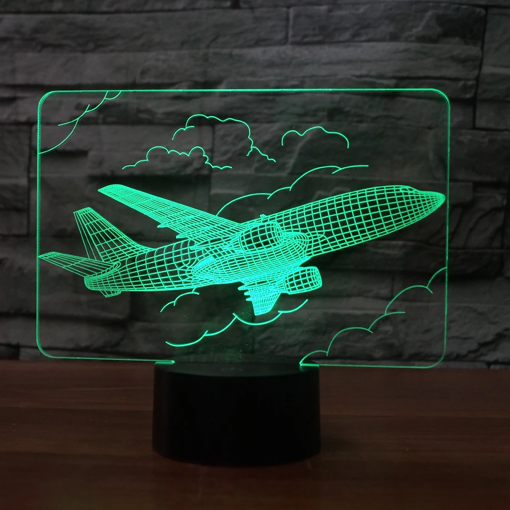 3D облако форма самолета ночник 7 цветов сенсорный выключатель с USB кабелем как
