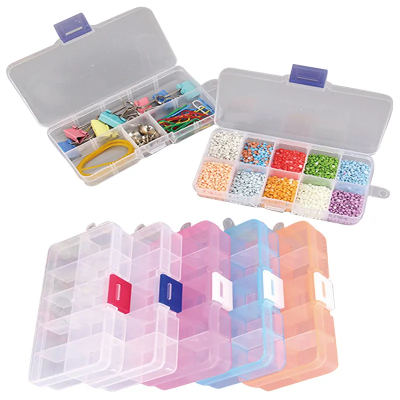 

Plastic Tool Box Case 10 cells Jewelry Rings Craft Organizer Storage Beads tiny stuff Compartments Containers Makeup Box