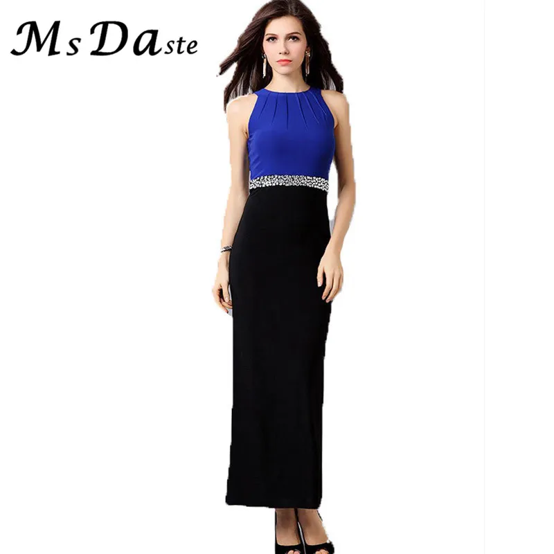 2017 New long dress women elegant slim woman party clothes club maxi bodycon sleeveless vestido femininas white blue red |