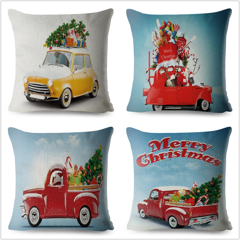 Рождественский подарок Санта-Клаус Катание на велосипеде наволочка мультяшная