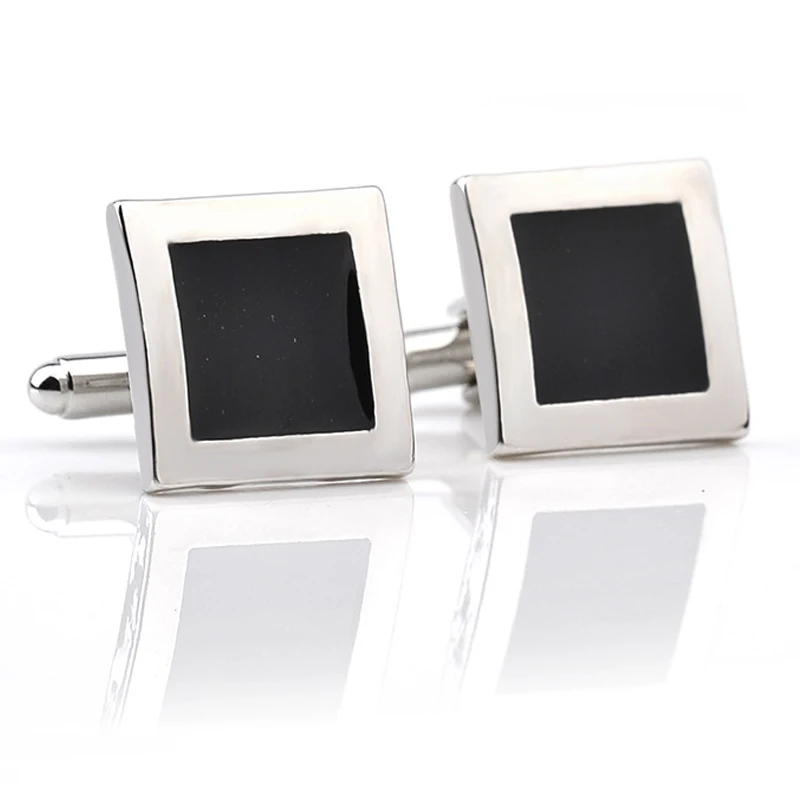 

Cufflinks For Mens 2019 Fashion High Quality Black Square Enamel Cuff Links Christmas Gift For Father Designer Groom Cuff Button