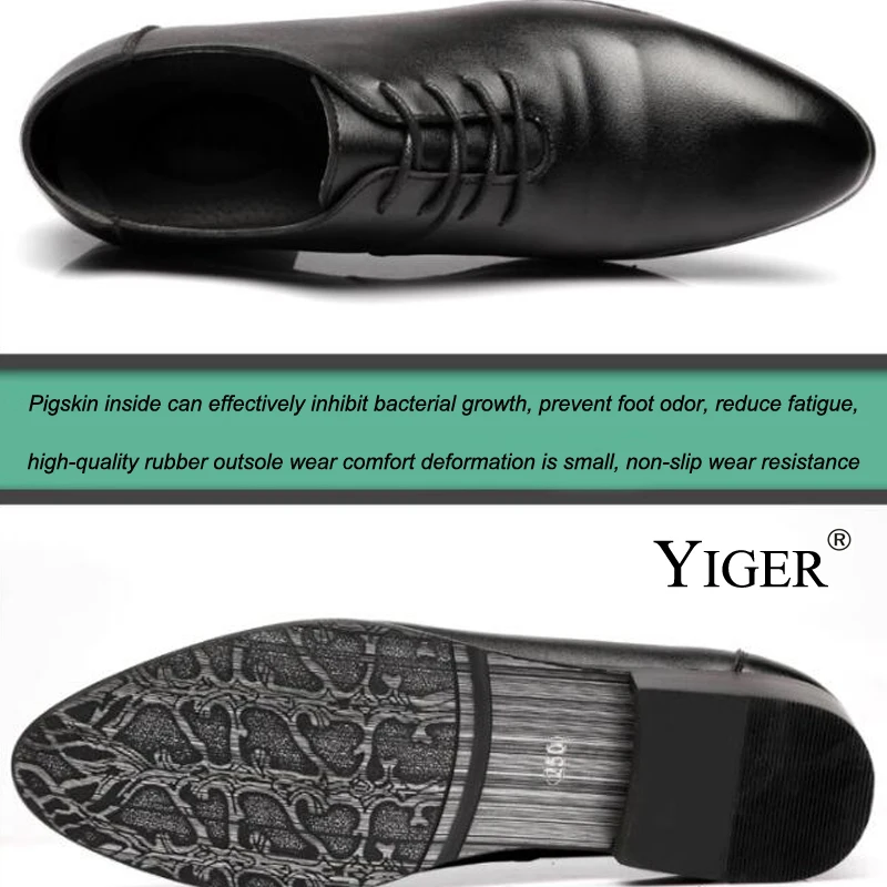 YIGER/Новинка Мужская обувь из натуральной кожи в деловом стиле модная дышащая