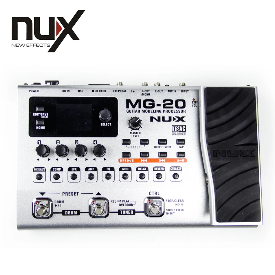 NUX MG-20 процессор моделирования гитары 2,4 дюймов цветной TFT lcd Встроенный тюнер CTRL Footswitch