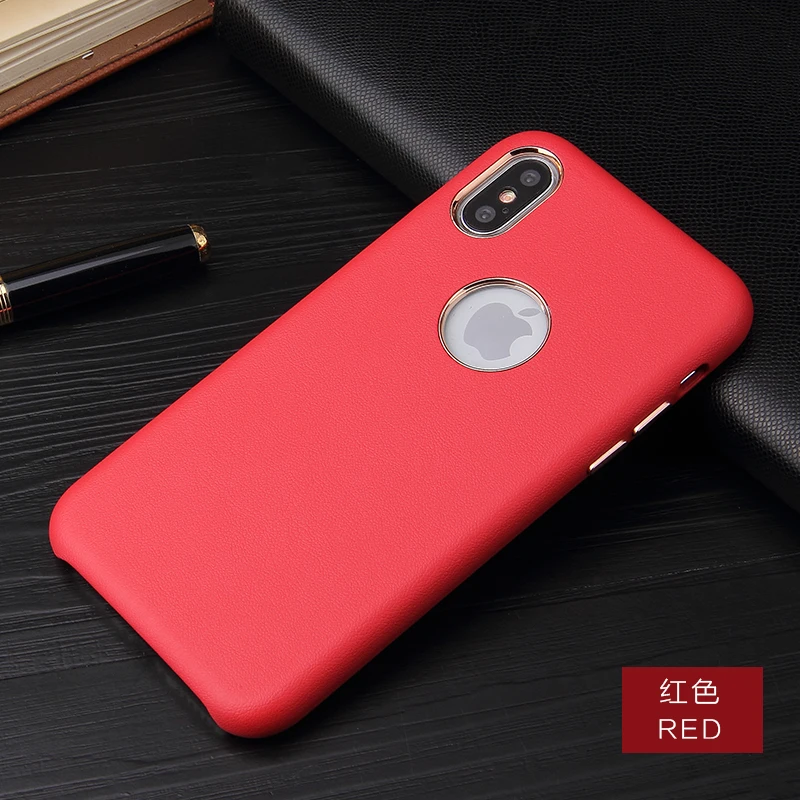 Кожаная задняя крышка для IPhone 7 Чехол Coque мягкий ультра тонкий противоударный чехол для iPhone XR X XS MAX 6 6S 7 7S 8 Plus чехол Fundas - Цвет: Red(Show logo)