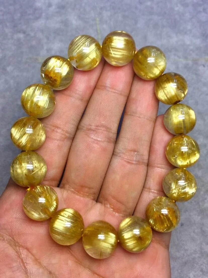 Натуральный бразильский браслет из натурального золота рутилированный