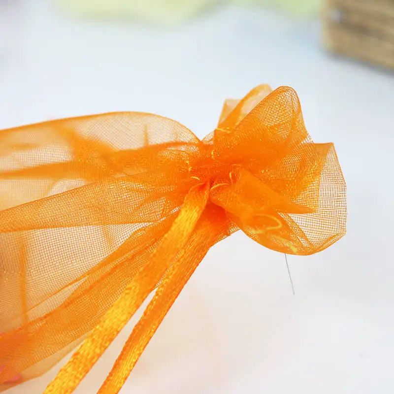 

Wedding Party Gifts Storage Pouches 7x9cm 100pcs/lot Orange Drawstring Organza Bags Jewelry Candy Beads Soap Packaging Pouches
