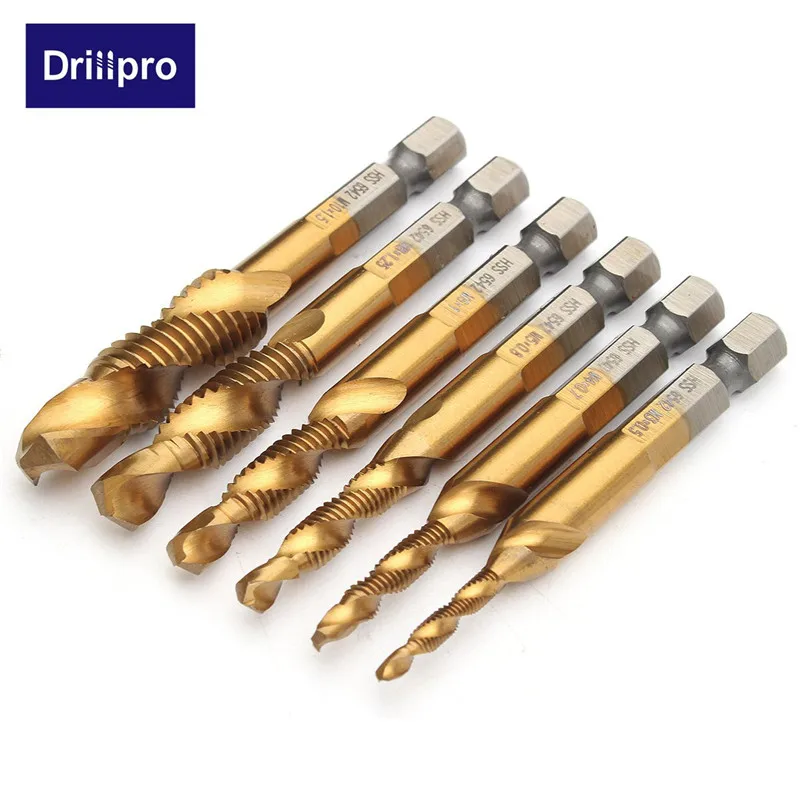 Drillpro Hss Сверло комбинированное сверло Зенковка набор титановый винт кран сверло набор Высокое качество