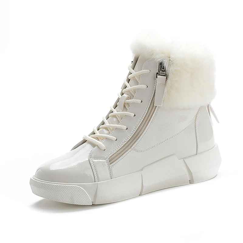 

Women's Ankle Boots 2019 Winter Warm Plush Leather Snow Boots For Woman Winter Shoes Female White Ankle Boot Women Snow Boot