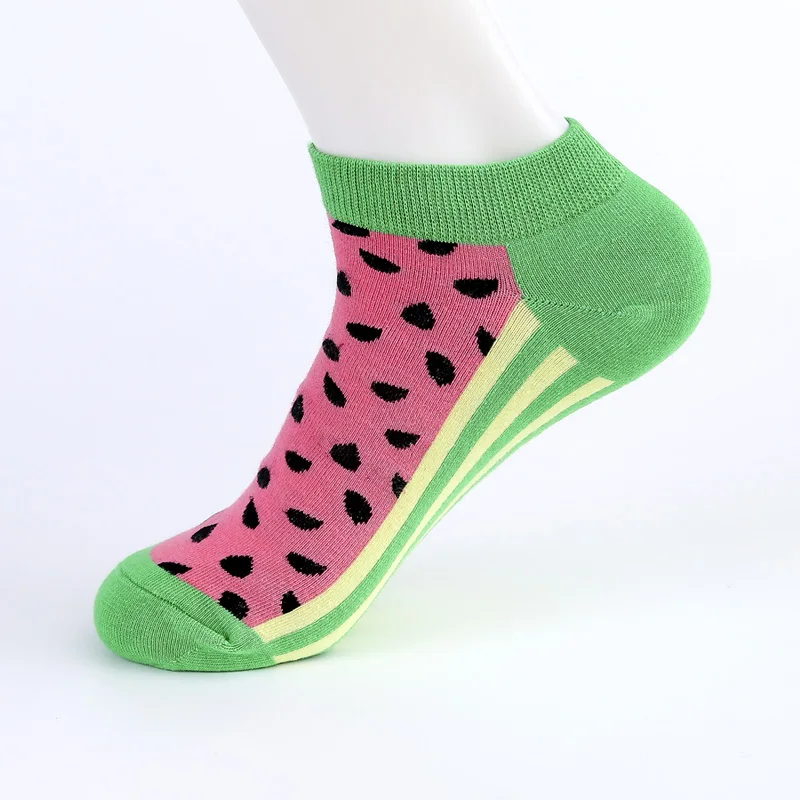 watermelon Смешные арбуз пиво астронавт Кукуруза носки невидимая Лодыжка Лето лодка низкие короткие носки женские мужские хлопковые повседневные Счастливые Носки мужские - Цвет: watermelon