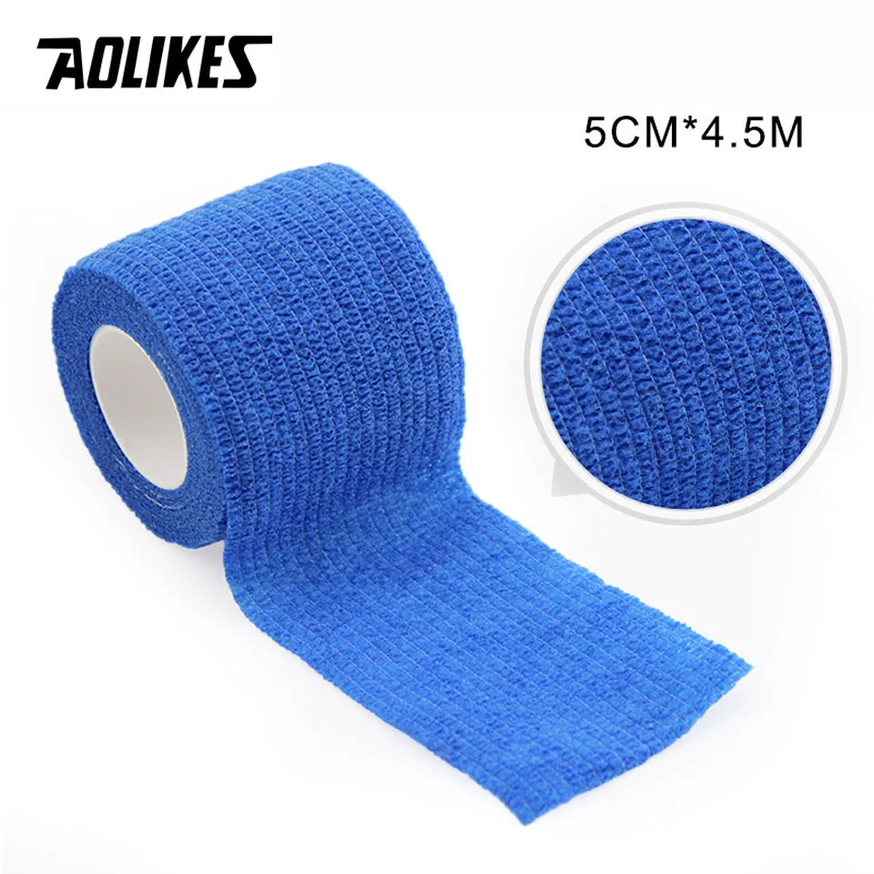 Blue AOLIKES 5 см* 450 см самоклеющиеся эластичные бинты из нетканого материала кинезиологическая лента Защитное снаряжение колено локоть поддержка травмирования колодки - Цвет: Blue
