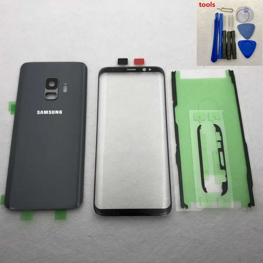 Для samsung Galaxy S9 G950 S9 Plus G965 S9+ стеклянная задняя крышка батарейного отсека Корпус двери+ ЖК Переднее стекло Ремонт Запасные части