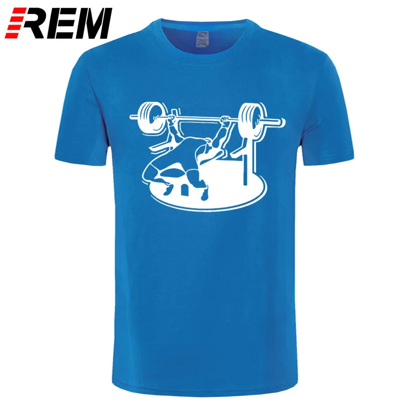 REM новые Брендовые мужские футболки летние хлопковые футболки с коротким рукавом Бодибилдинг скамья пресс штанга футболка размера плюс
