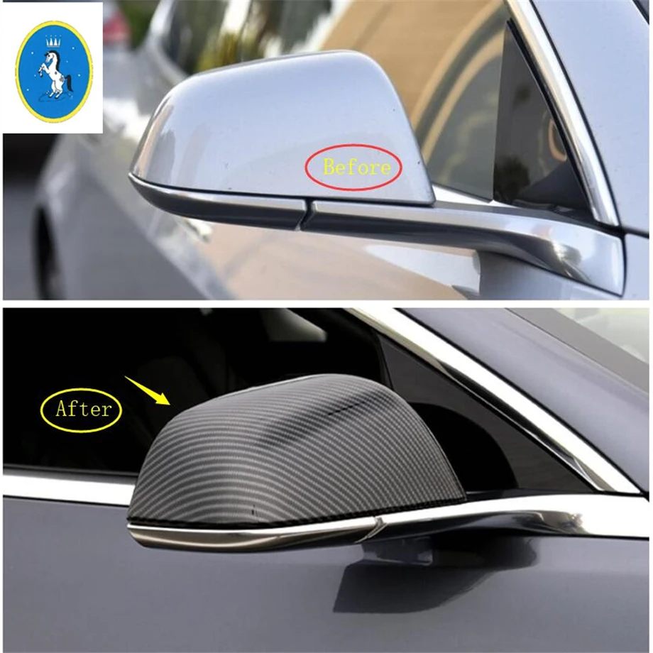 Yimaautotrim авто аксессуар зеркало заднего вида Защитная крышка Накладка подходит для Tesla модель 3 углеродное волокно ABS