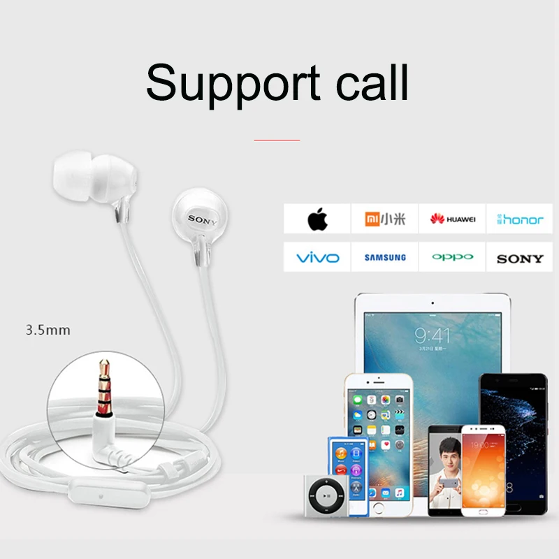 Наушники sony MDR-EX15AP наушники-вкладыши сабвуфер телефонная гарнитура Кабель управление звонком для samsung