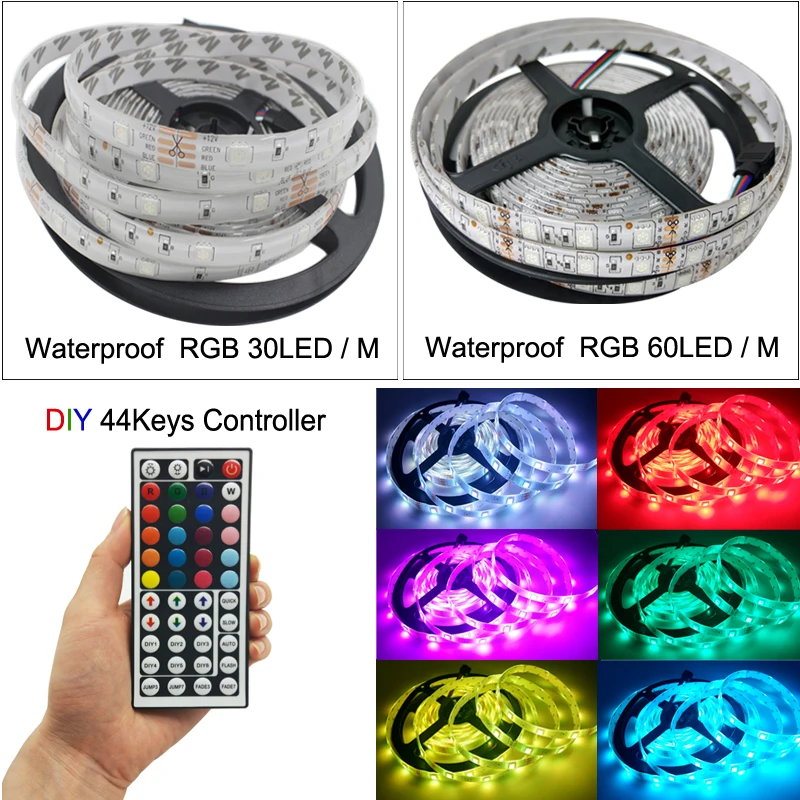 12V Светодиодные ленты 5 М 5050 RGB led лента не Водонепроницаемый 10 м светодиодный светильник RGB Гибкая RGB лазерный диод светодиодный светильник лента дистанционного Управление+ Мощность питания
