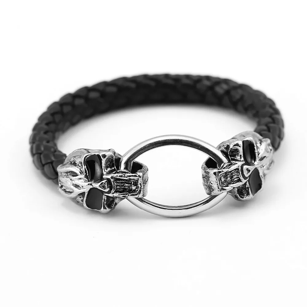 

2016 Cool Skeleton Men's Fashion Accessories Leather Bracelets Men Trendy Style Male Bracelet Retro Jewelry Wholesale