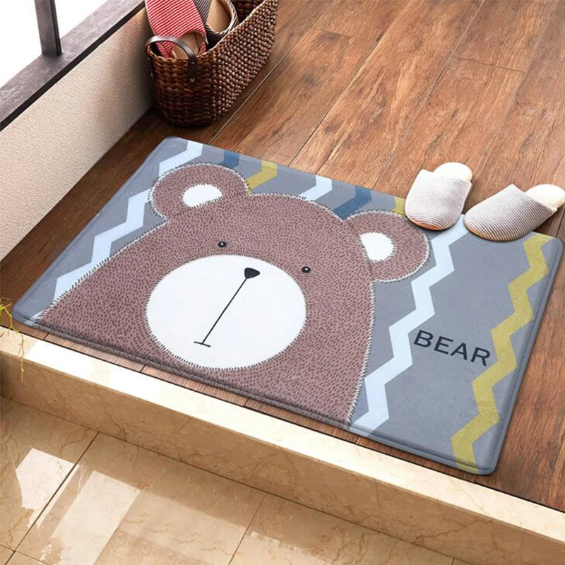 Мультяшный замшевый коврик для гостиной милый кролик лиса медведь печать