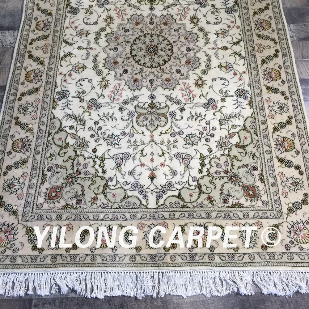 Yilong 4 'x 6' яркий зеленый цветок ручной работы персидский стиль красивый вид