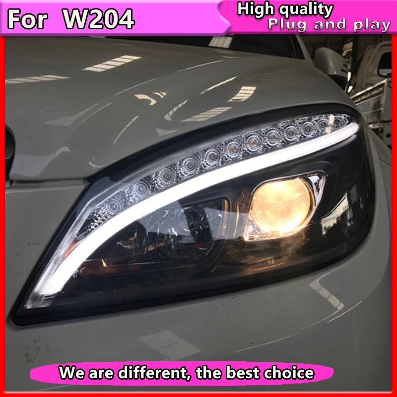 Автомобильный Стайлинг для Mercedes Benz W204 C180 C200 C260 фары 2007-2011 авто светодиодный фары DRL двойные линзы луч HID биксенон