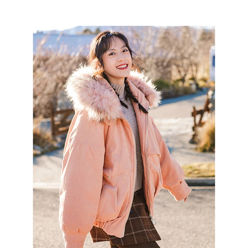 INMAN зимнее элегантное женское короткое пальто с капюшоном и меховым воротником