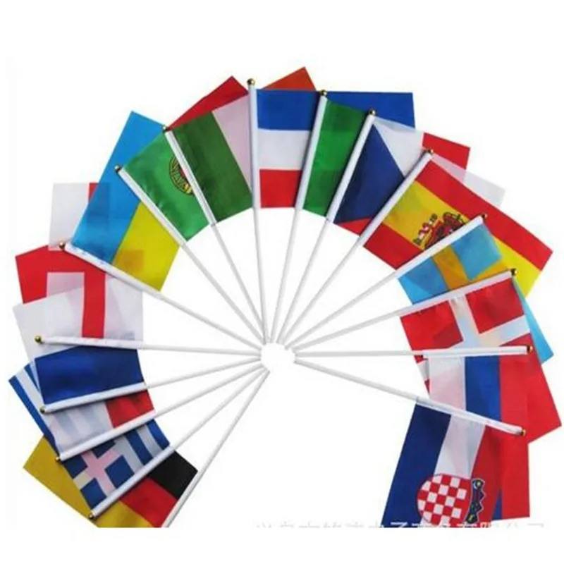 Ручная волна флаги с полюсом из 32 стран команд 2019 Корзина мяч Слово Кубок