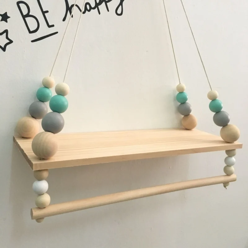 2019 настенная подвесная полка в скандинавском стиле с деревянными бусинами