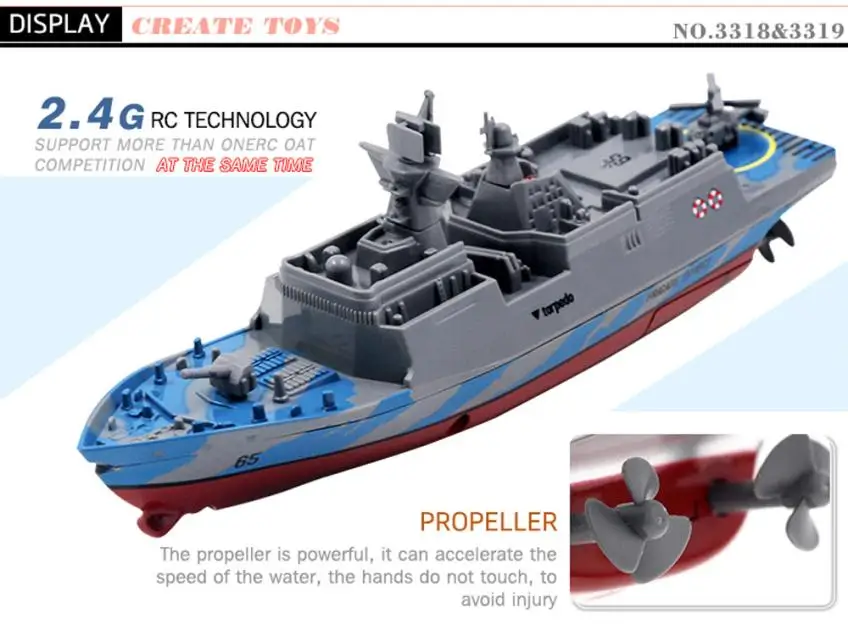 Impulls Remote Control Aircraft Carrier 2.4GHZ RC Boat Military Mini Electric Aircraft Boat Gift for Children Water Toys FSWB