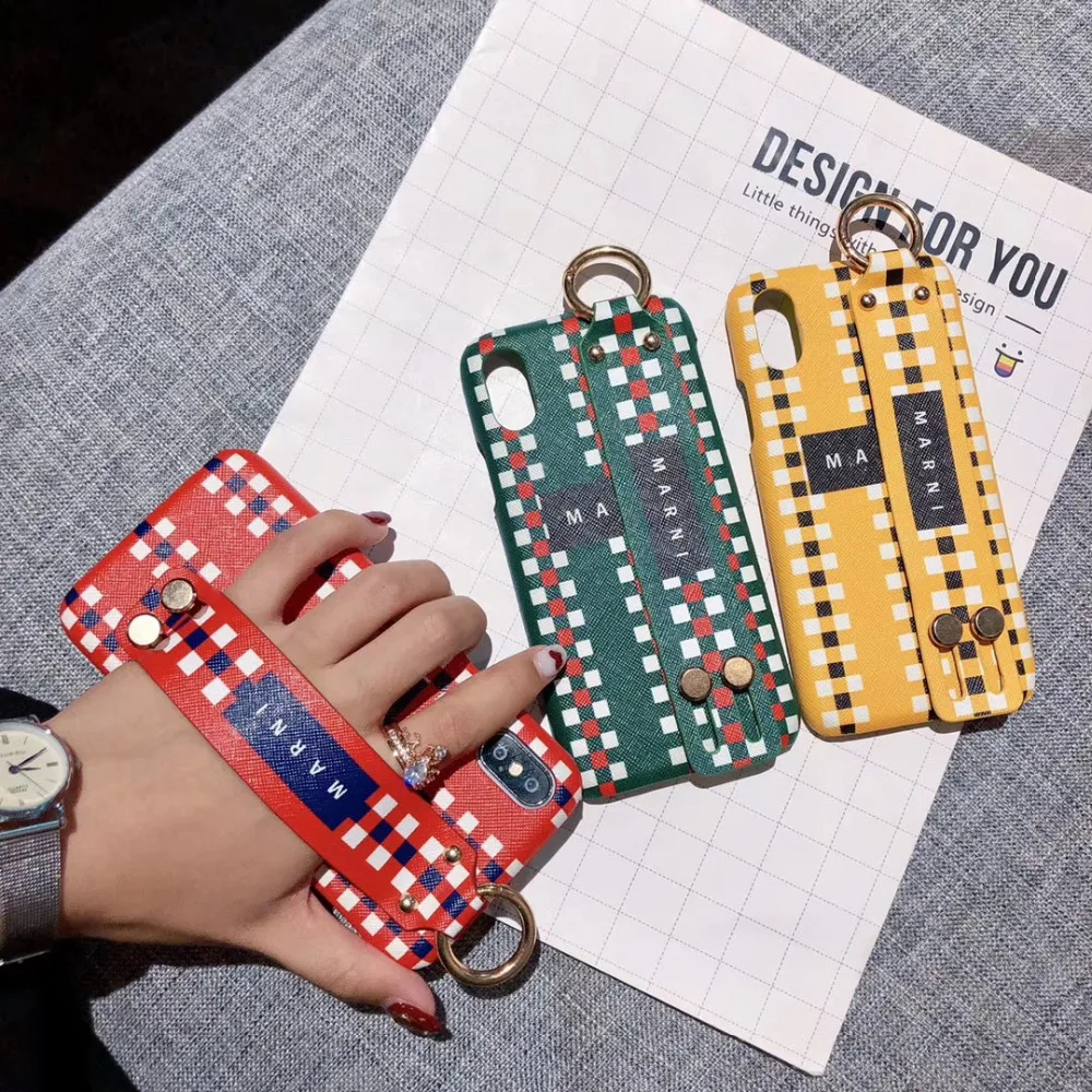 Fashion Phone Case Cover for iPhone X XS Max Luxury Brand 7 8 6 Plus Wrist strap Hard |