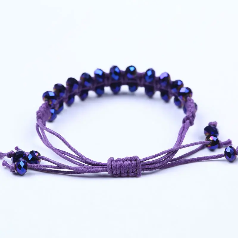 2016 new bling purple crystal beads bracelet string circle faceted weaving cheap handmade jewelry DIY | Украшения и аксессуары