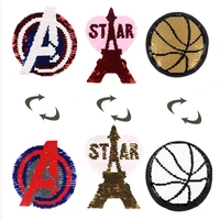 5pcs tower ball circle letter a reversible color sequins sew on patch for clothes coat sweater embroidered paillette diy craft