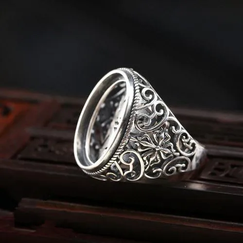 

Мужское кольцо с овальным кабошоном, с полукреплением, в стиле ретро, из серебра 15,5 пробы, в стиле арт-деко, винтажное, для янтаря, лазурита, 925...