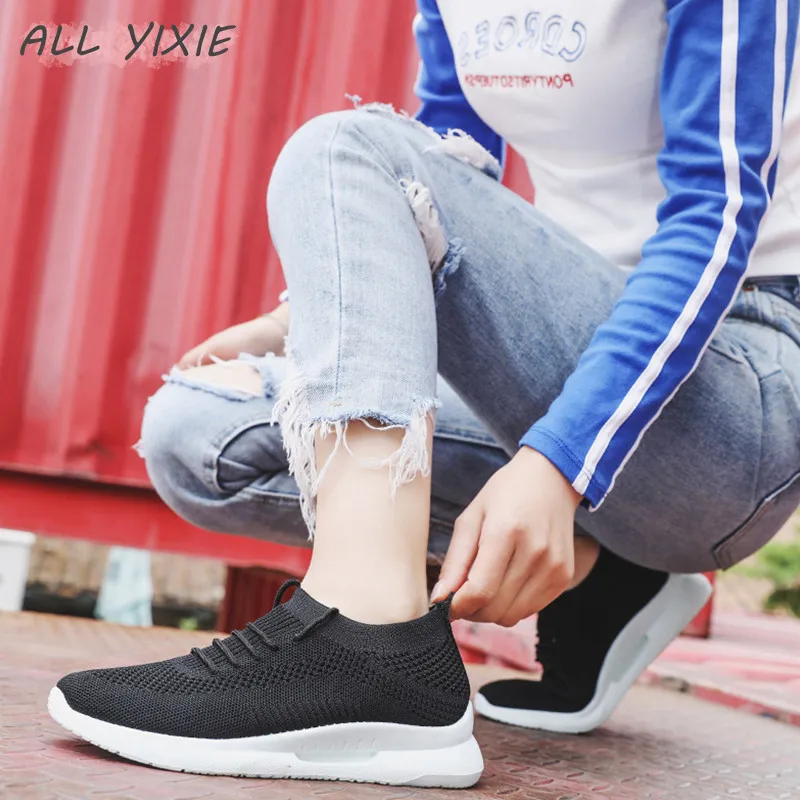 Все YIXIE 2019 новые женские кроссовки на платформе модные летние сетчатые дышащие
