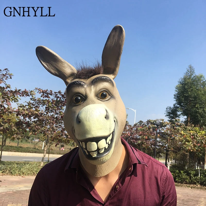 GNHYLL смешная взрослая жуткая смешной Ослик голова лошади латексная маска