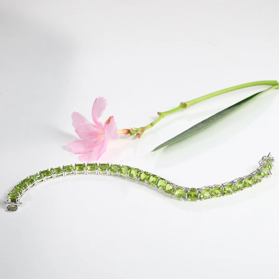 Стерлингового серебра 925 Природа драгоценных камней 6 мм подушки перидот