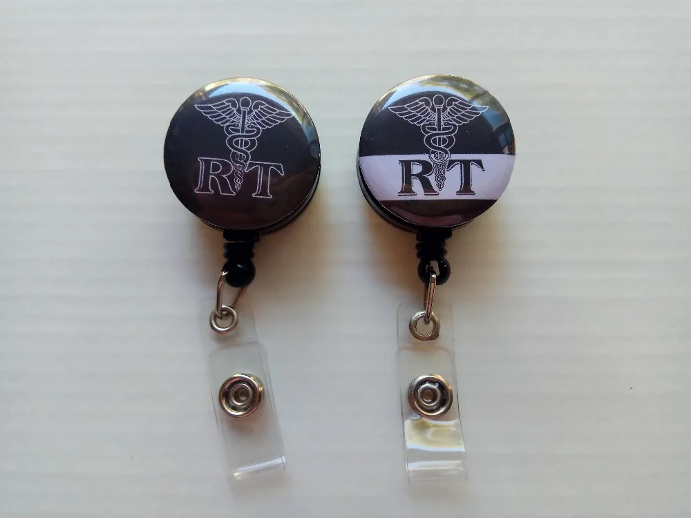 Respiratory Therapist | RT Retractable Badge Holder (Black_Metal Clip) 10pcs/lot Канцтовары для офиса и дома